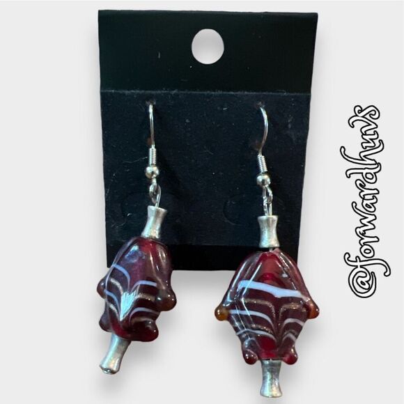 Two Pair of Artisan Hand Crafted Glass Fish Earrings – Red and Yellow - Picture 13 of 14